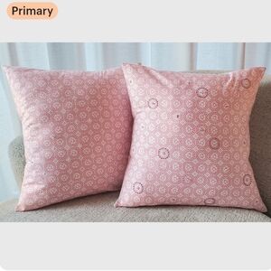 18x18 Pair of Blush Pink Decorative Accent Pillows with  Pattern And Embroidery